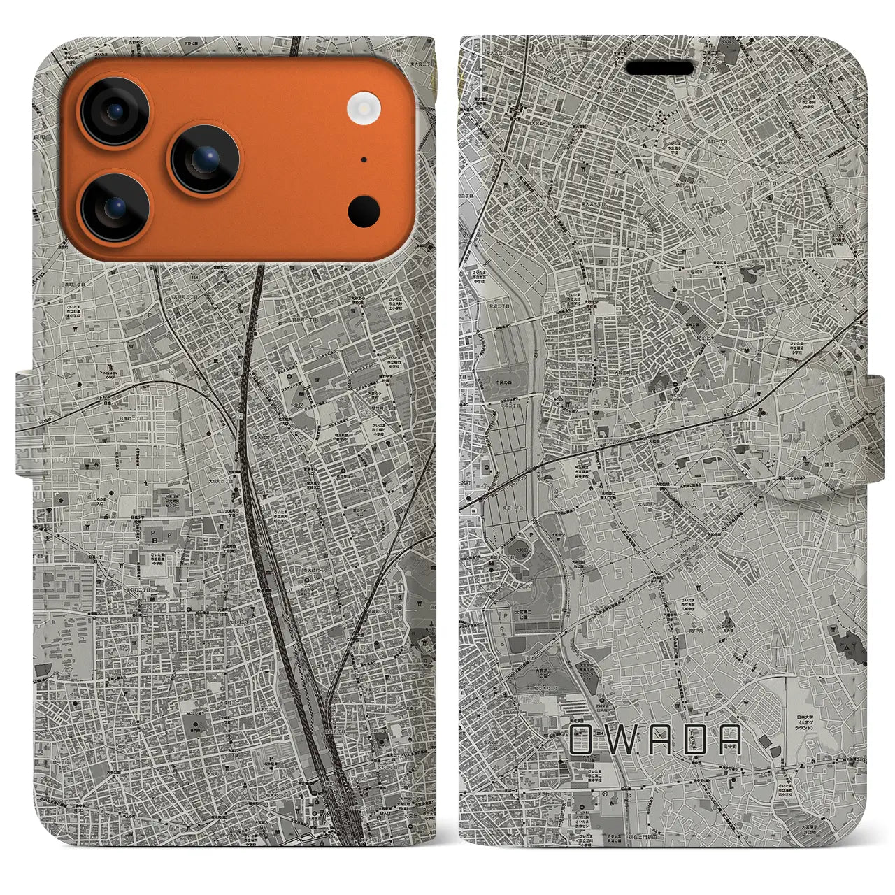 【大和田(埼玉県)】地図柄iPhoneケース(手帳タイプ)