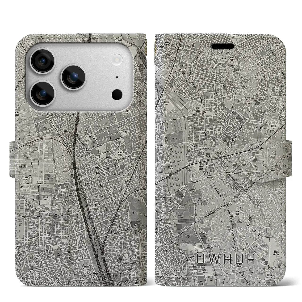 【大和田(埼玉県)】地図柄iPhoneケース(手帳タイプ)