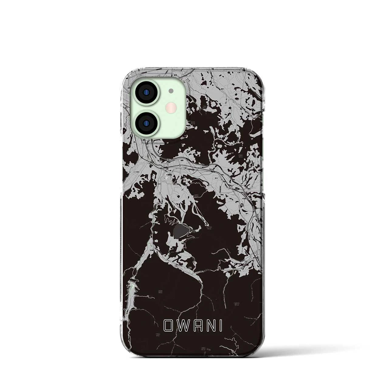 【大鰐(青森県)】地図柄iPhoneケース(クリアタイプ)モノトーン・iPhone 12 mini 用