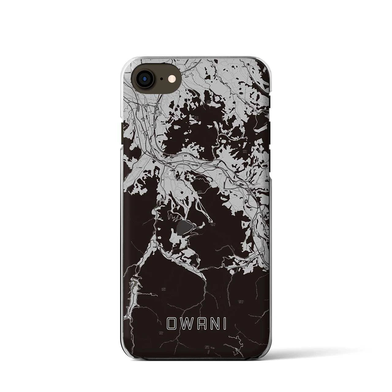 【大鰐(青森県)】地図柄iPhoneケース(クリアタイプ)モノトーン・iPhone SE(第3 / 第2世代) / 8 / 7 / 6s / 6 用