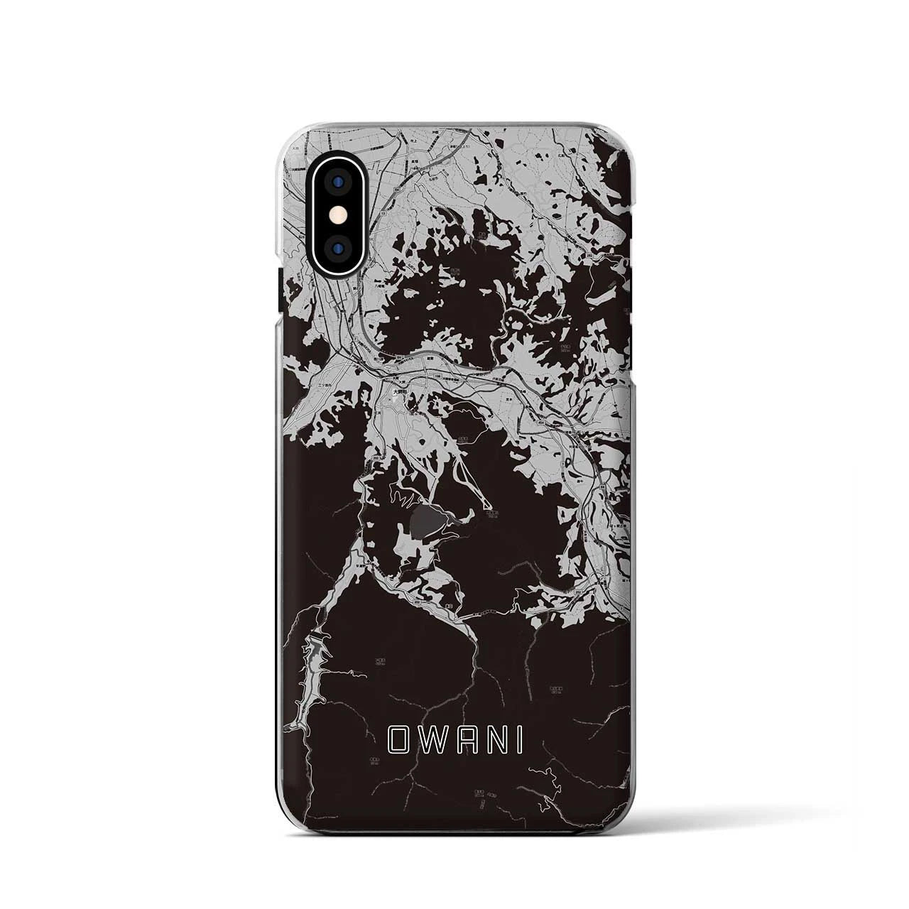 【大鰐(青森県)】地図柄iPhoneケース(クリアタイプ)モノトーン・iPhone XS / X 用