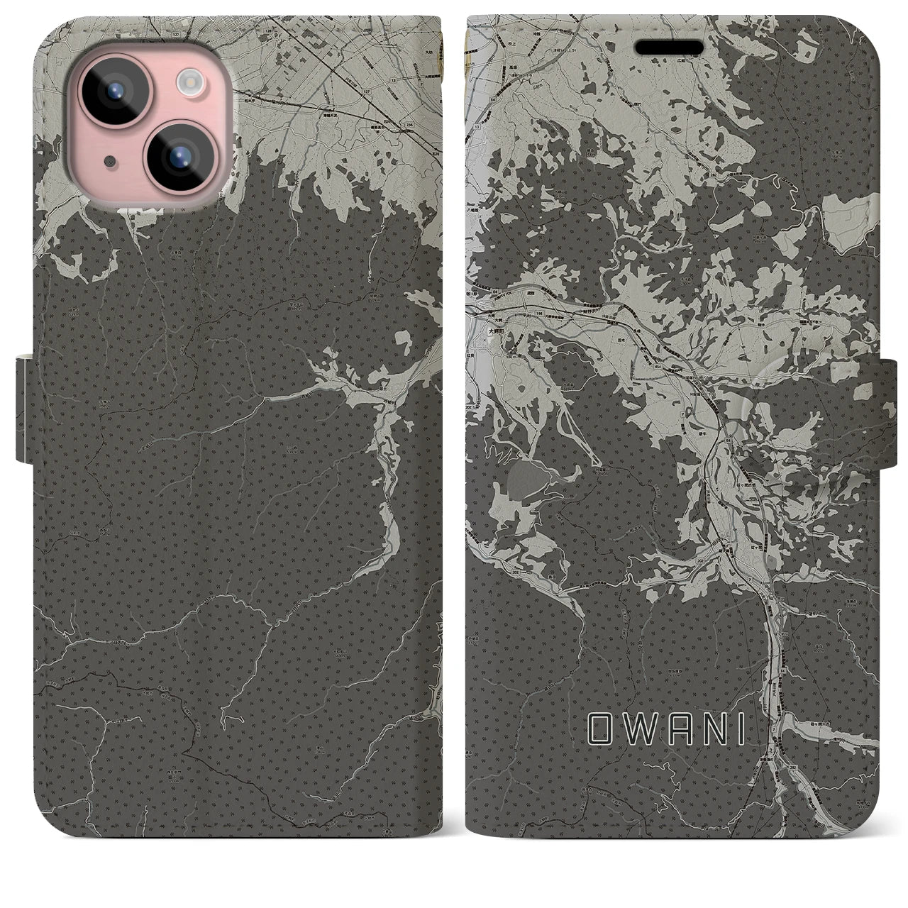 【大鰐(青森県)】地図柄iPhoneケース(手帳タイプ)