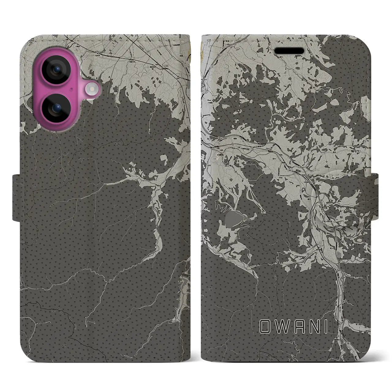 【大鰐(青森県)】地図柄iPhoneケース(手帳タイプ)