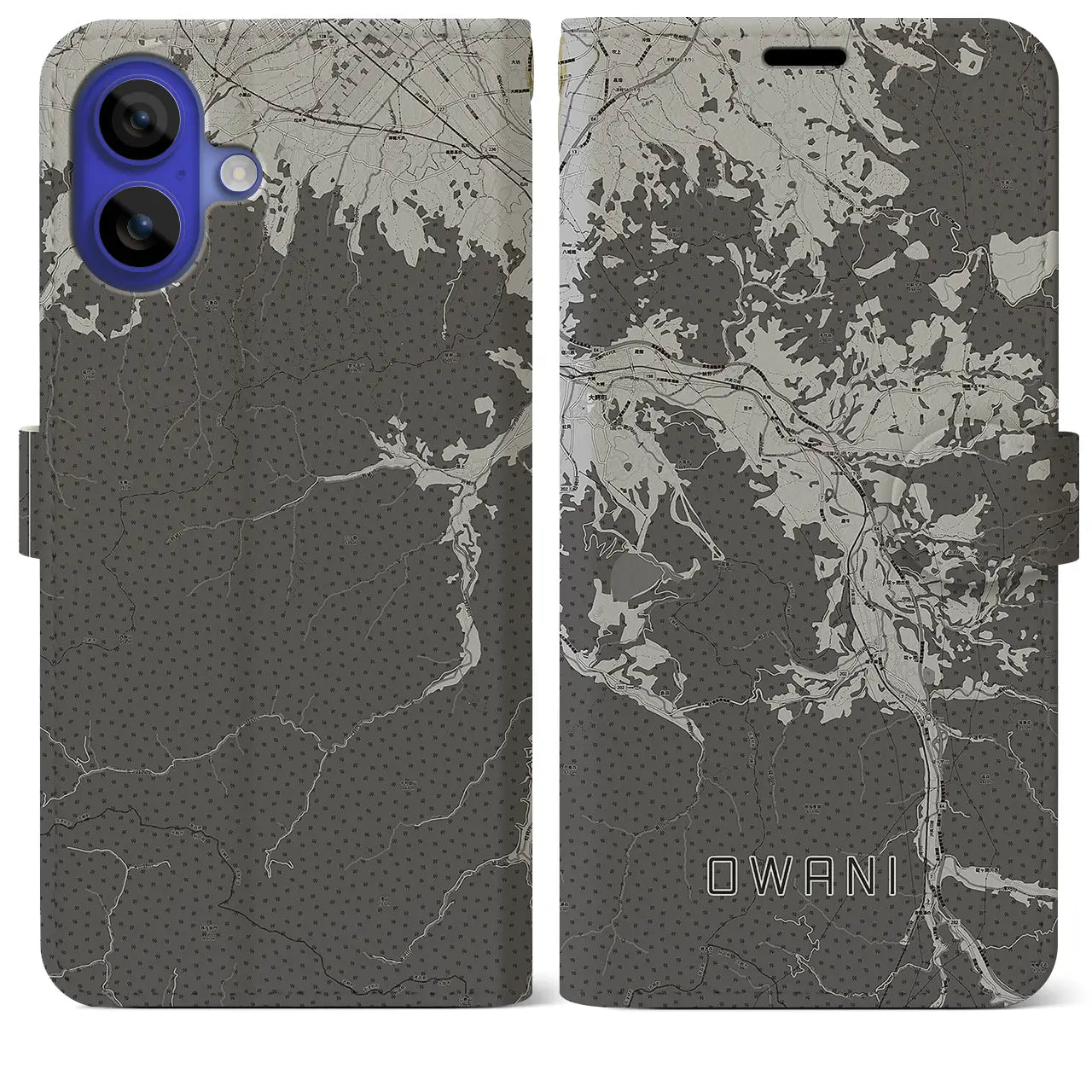 【大鰐(青森県)】地図柄iPhoneケース(手帳タイプ)