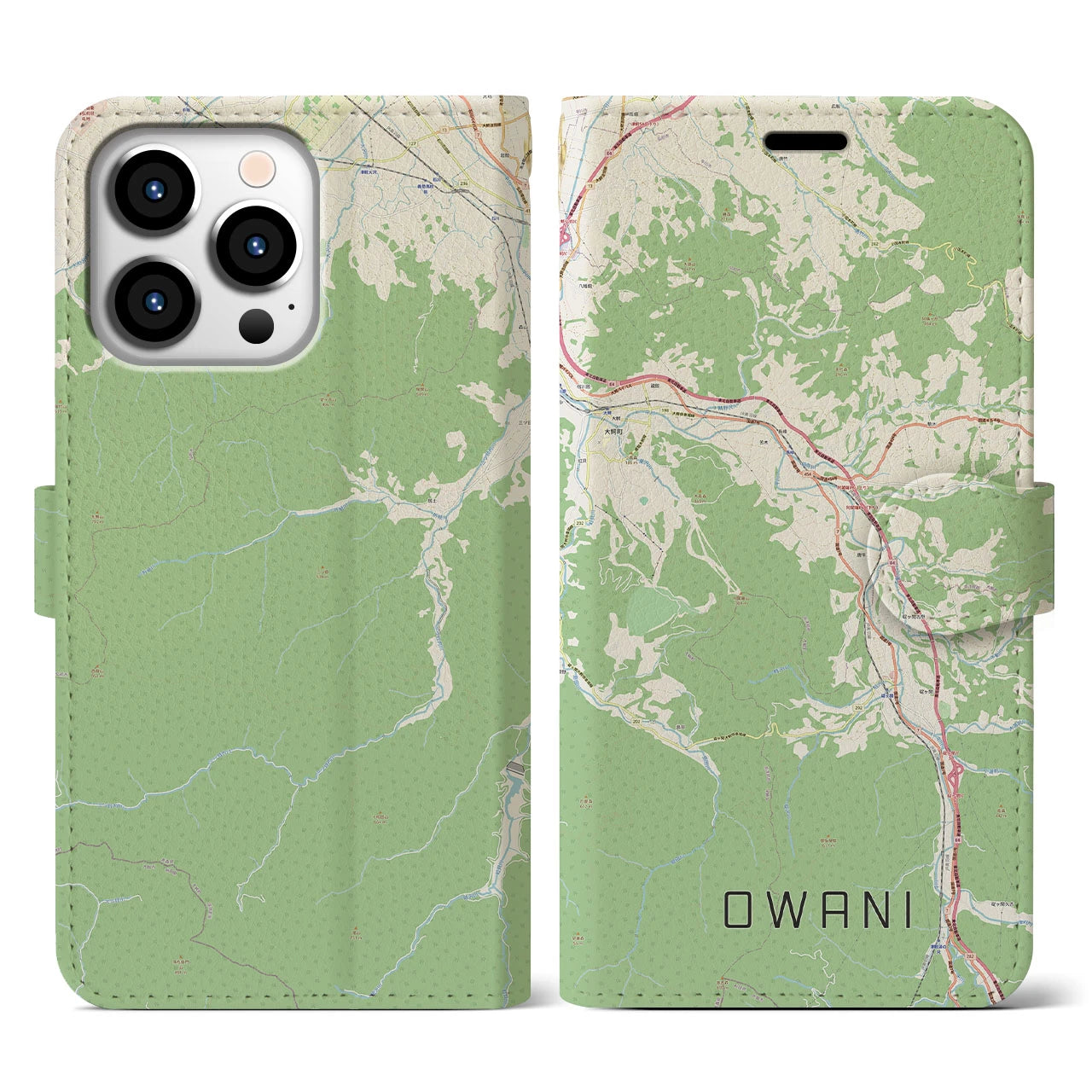 【大鰐(青森県)】地図柄iPhoneケース(手帳タイプ)