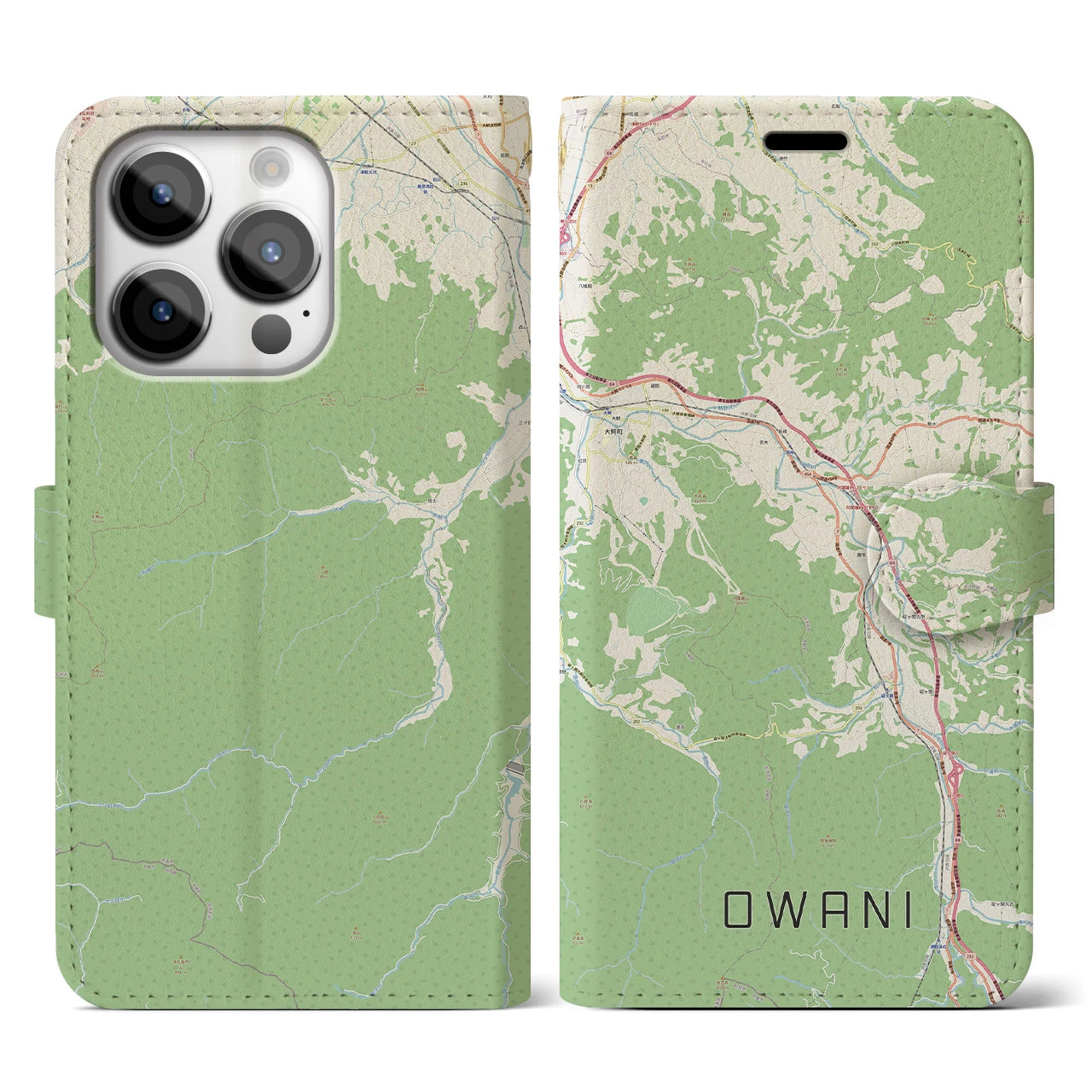 【大鰐(青森県)】地図柄iPhoneケース(手帳タイプ)