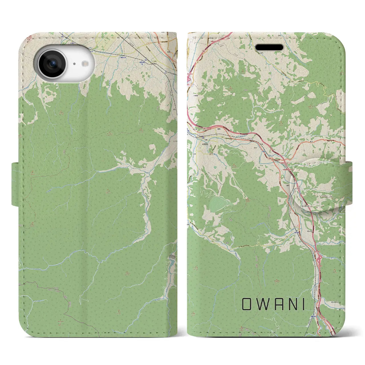 【大鰐(青森県)】地図柄iPhoneケース(手帳タイプ)