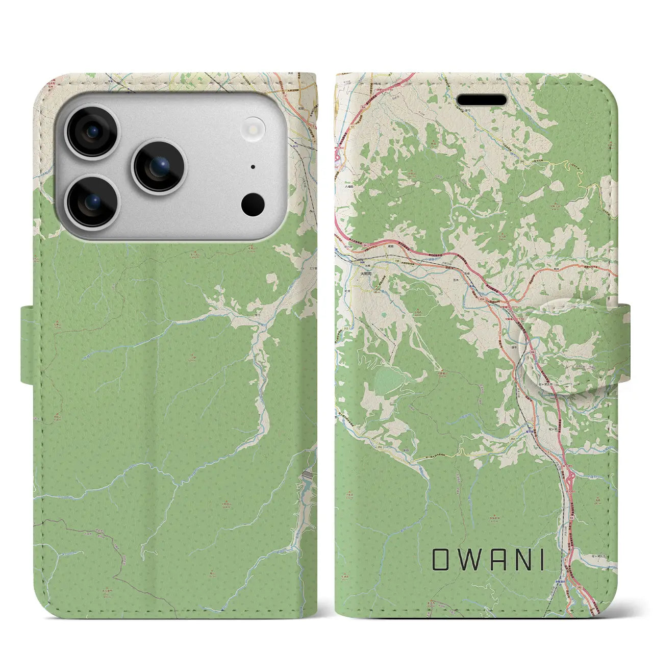 【大鰐(青森県)】地図柄iPhoneケース(手帳タイプ)