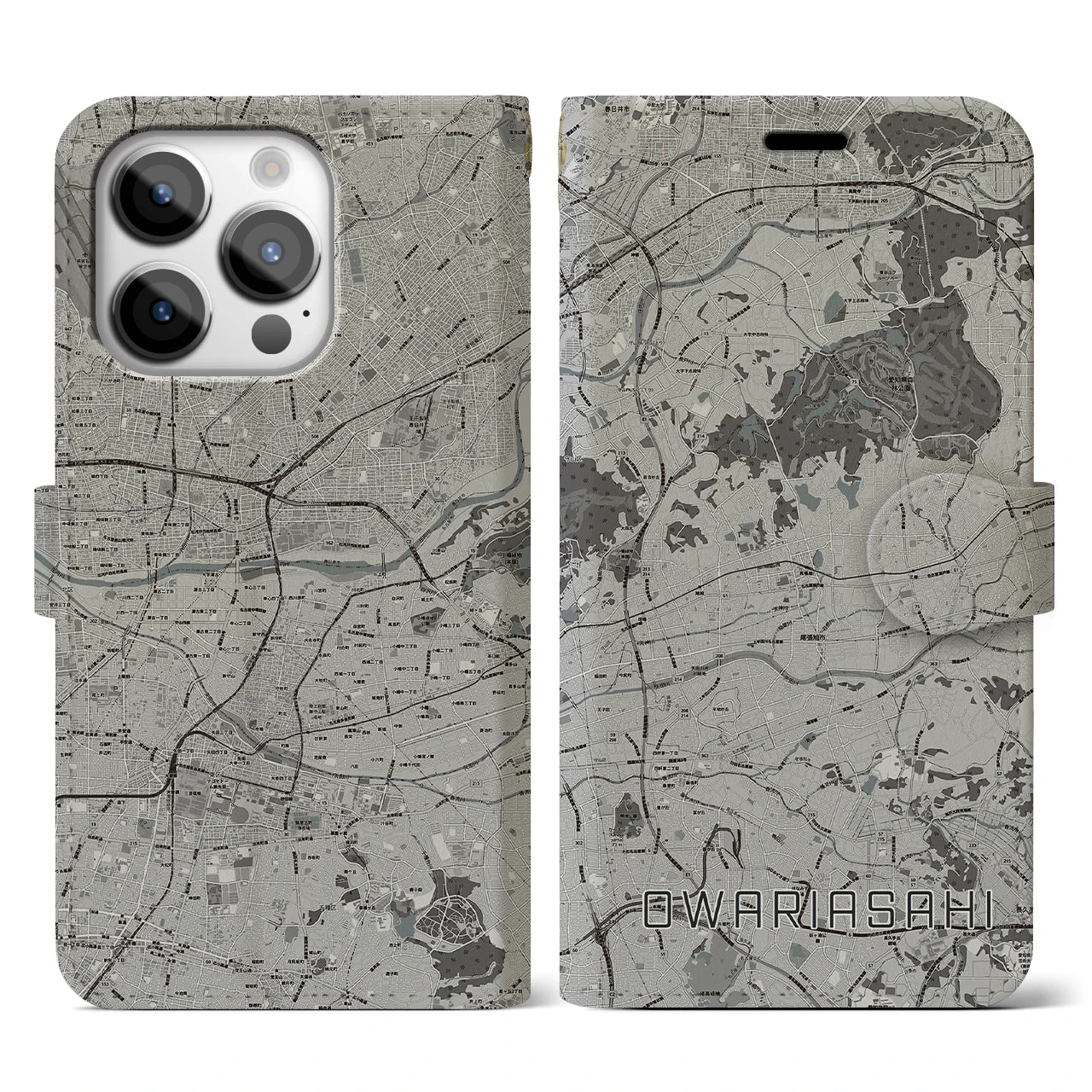 【尾張旭(愛知県)】地図柄iPhoneケース(手帳タイプ)