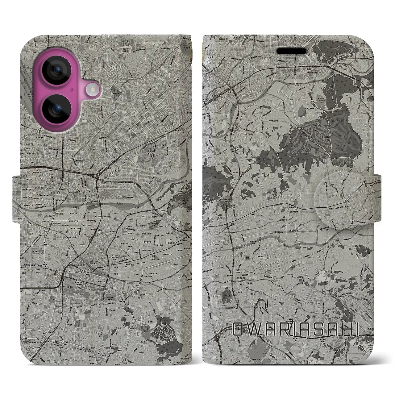 【尾張旭(愛知県)】地図柄iPhoneケース(手帳タイプ)