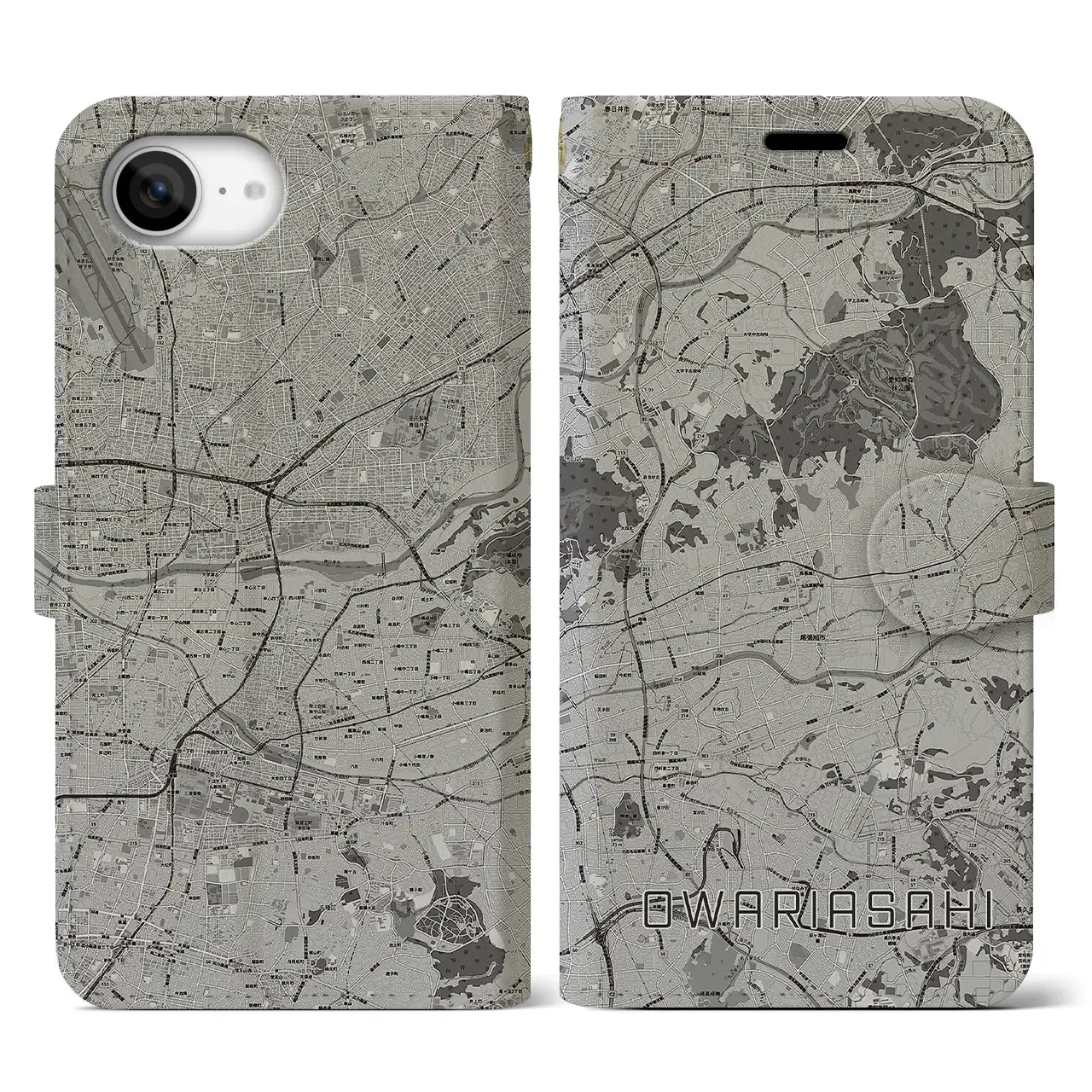 【尾張旭(愛知県)】地図柄iPhoneケース(手帳タイプ)