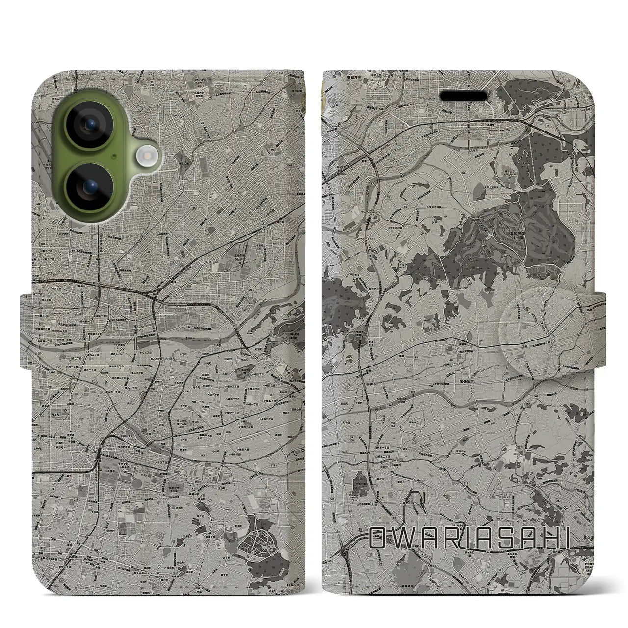 【尾張旭(愛知県)】地図柄iPhoneケース(手帳タイプ)