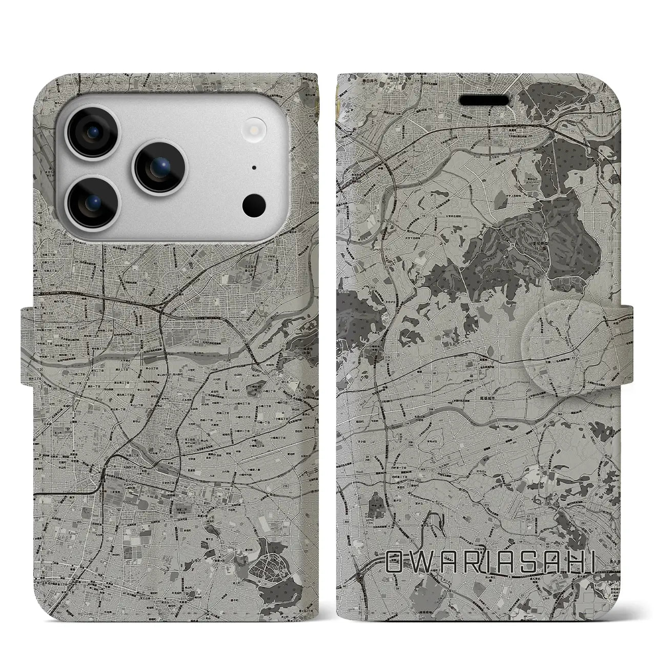 【尾張旭(愛知県)】地図柄iPhoneケース(手帳タイプ)