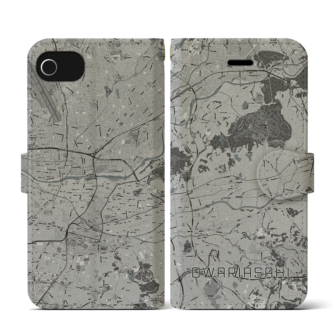 【尾張旭(愛知県)】地図柄iPhoneケース(手帳タイプ)