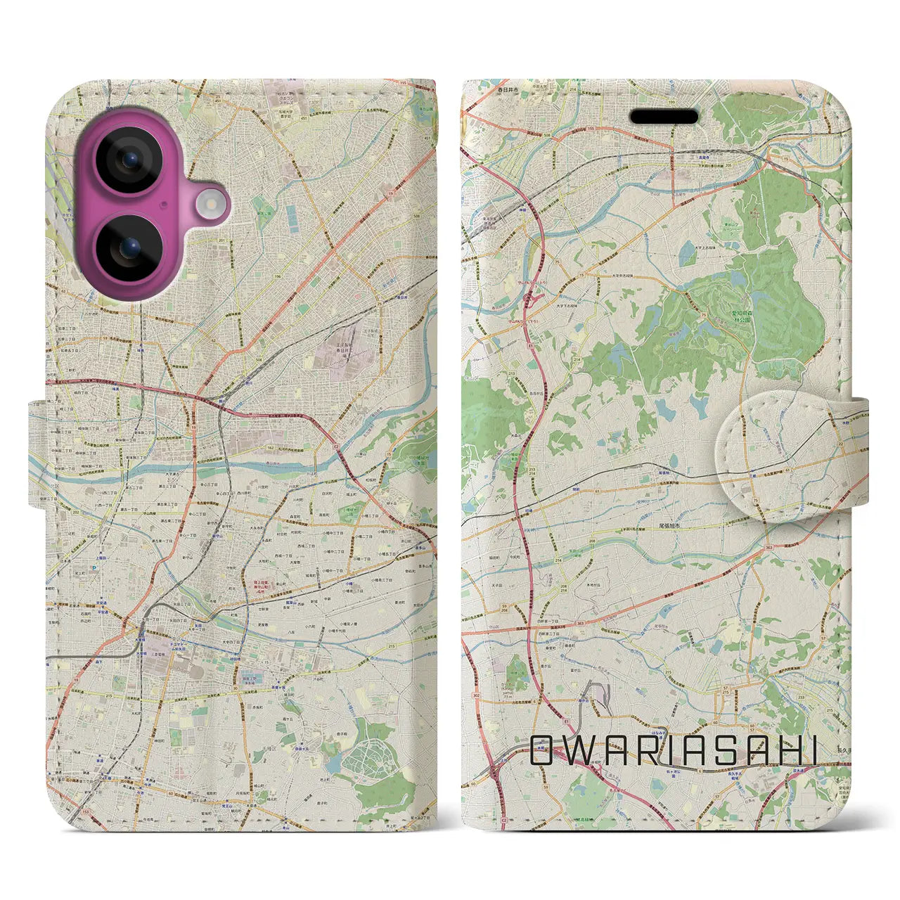 【尾張旭(愛知県)】地図柄iPhoneケース(手帳タイプ)