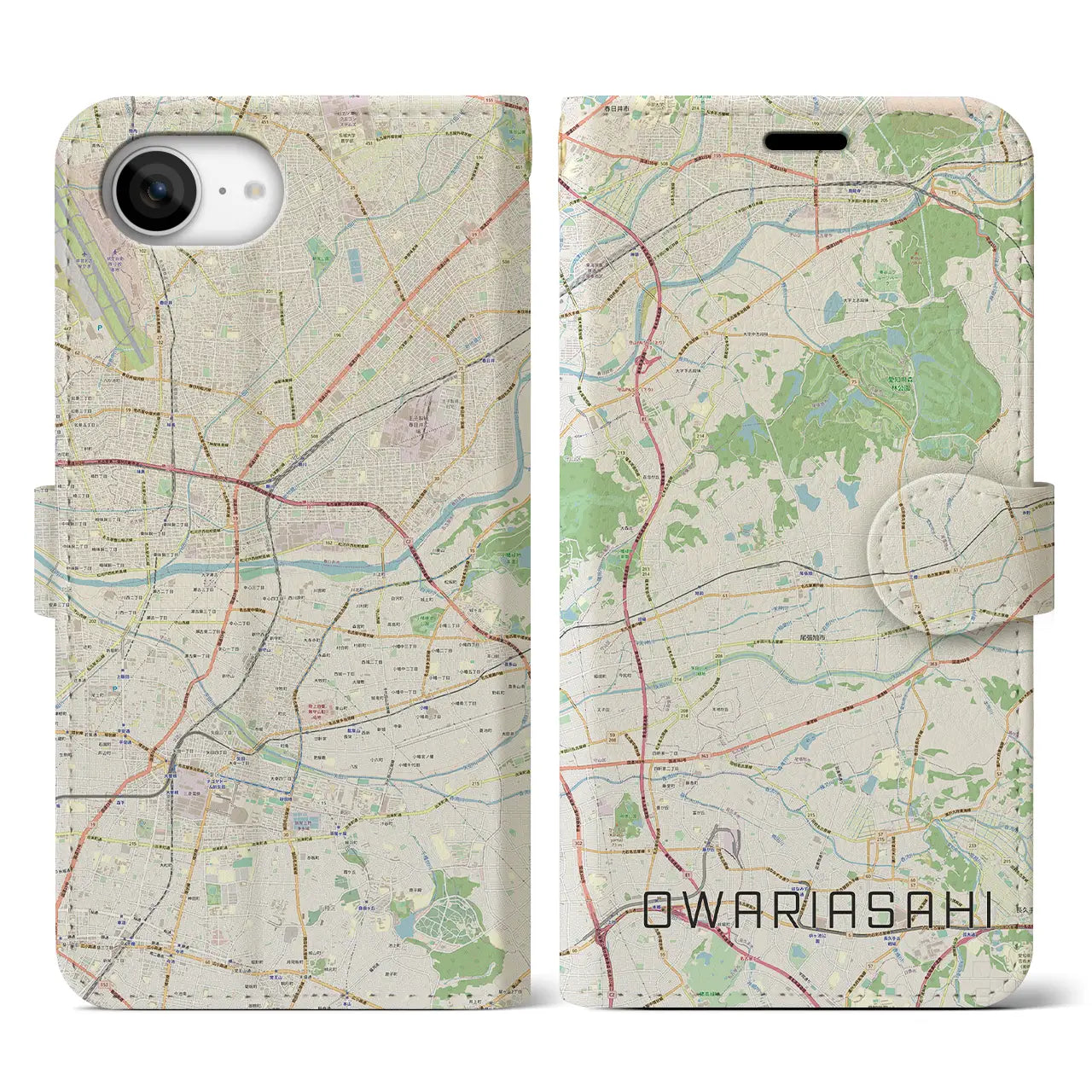 【尾張旭(愛知県)】地図柄iPhoneケース(手帳タイプ)