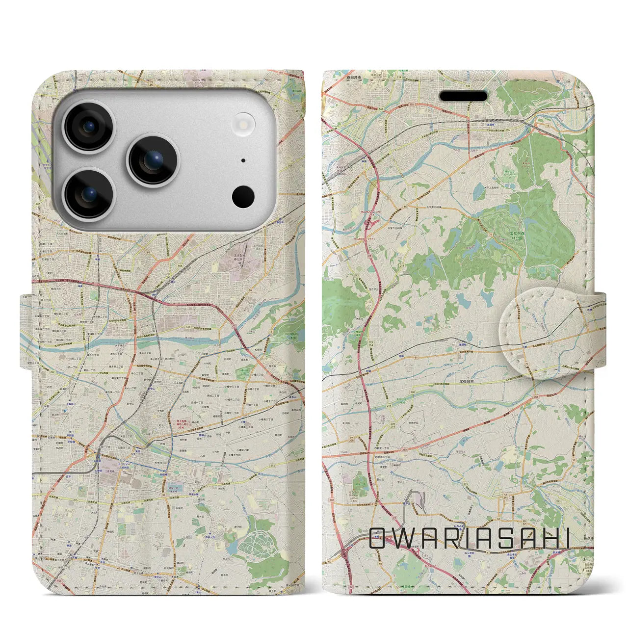 【尾張旭(愛知県)】地図柄iPhoneケース(手帳タイプ)