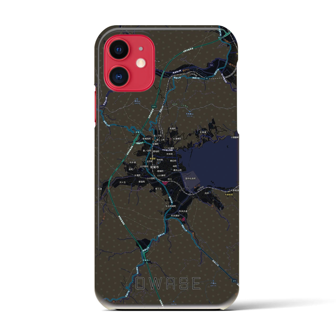 【尾鷲2(三重県)】地図柄iPhoneケース(バックカバータイプ)ブラック・iPhone 11 用