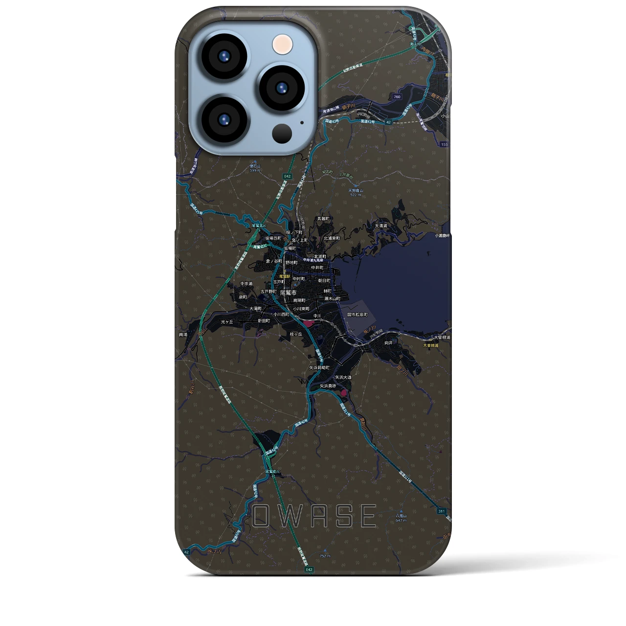 【尾鷲2(三重県)】地図柄iPhoneケース(バックカバータイプ)ブラック・iPhone 13 Pro Max 用
