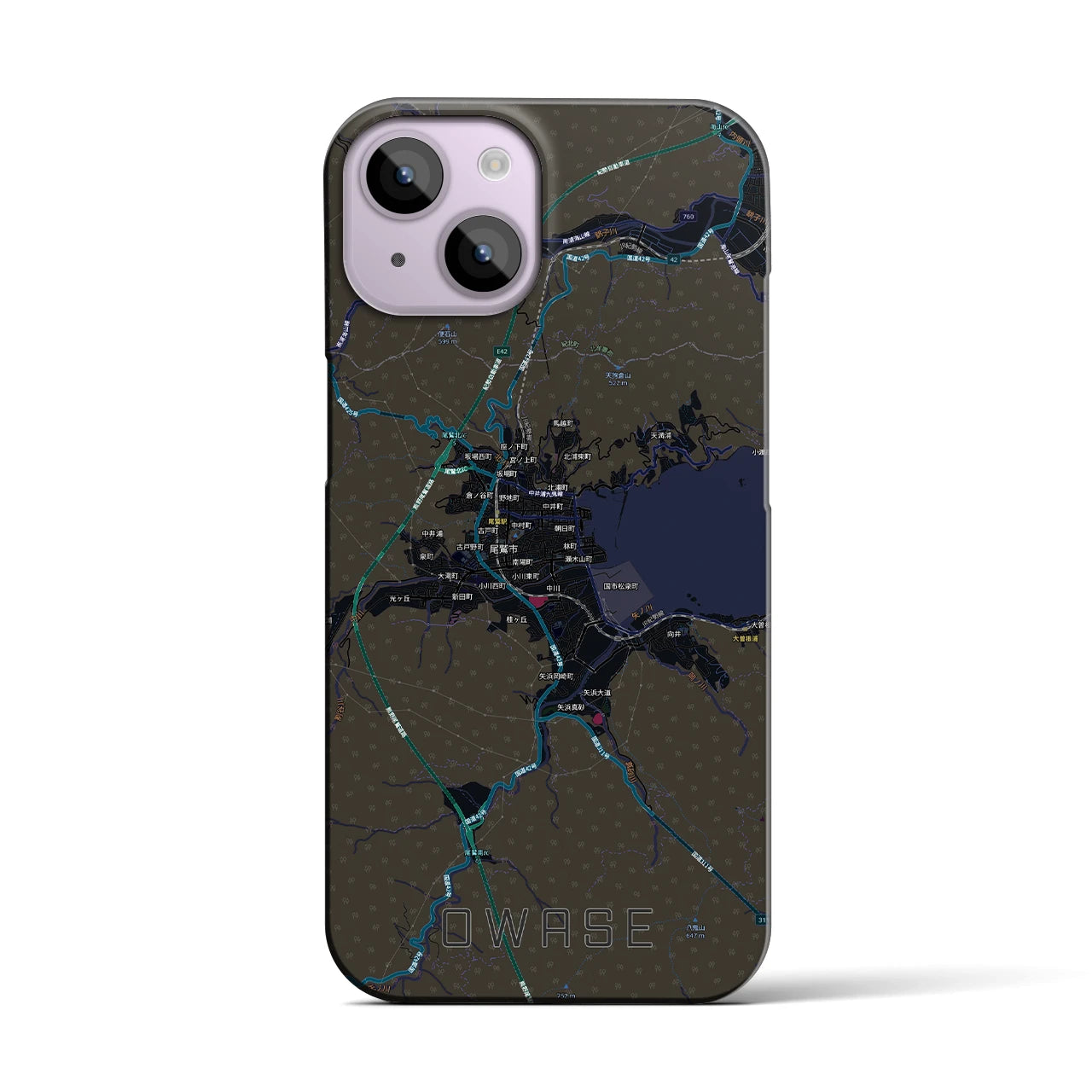【尾鷲2(三重県)】地図柄iPhoneケース(バックカバータイプ)ブラック・iPhone 14 用
