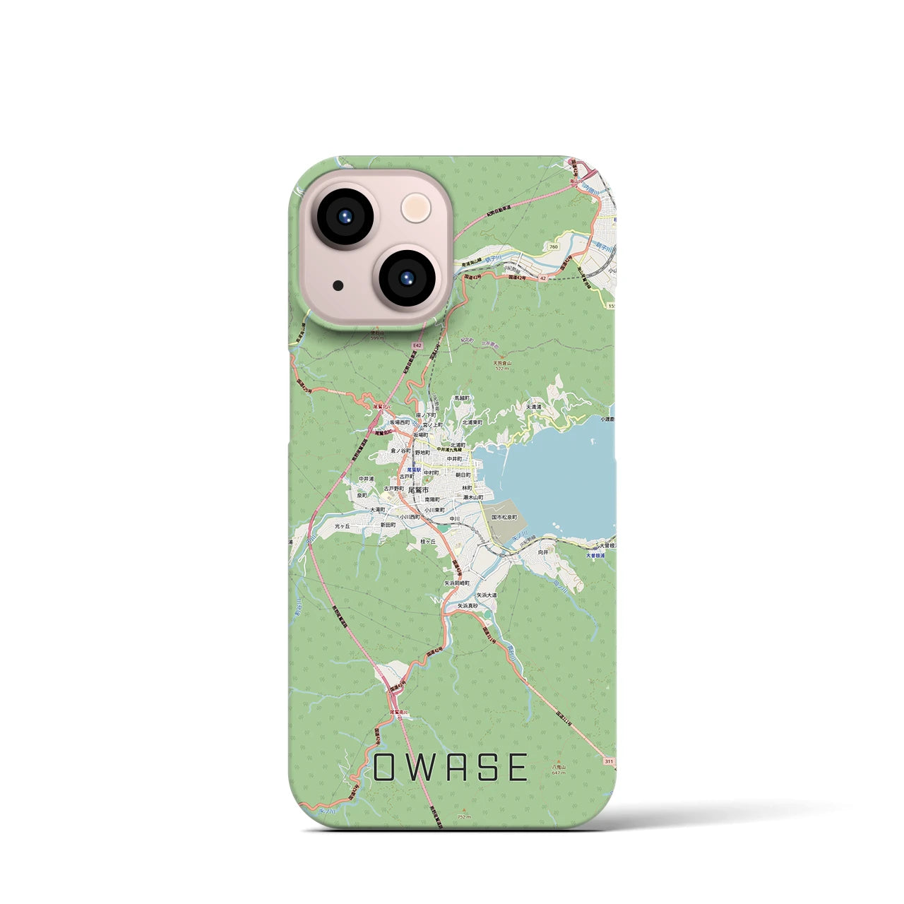 【尾鷲2(三重県)】地図柄iPhoneケース(バックカバータイプ)ナチュラル・iPhone 13 mini 用