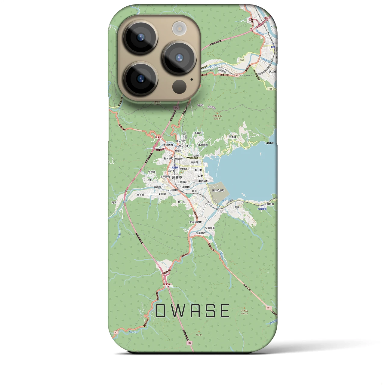 【尾鷲2(三重県)】地図柄iPhoneケース(バックカバータイプ)ナチュラル・iPhone 14 Pro Max 用