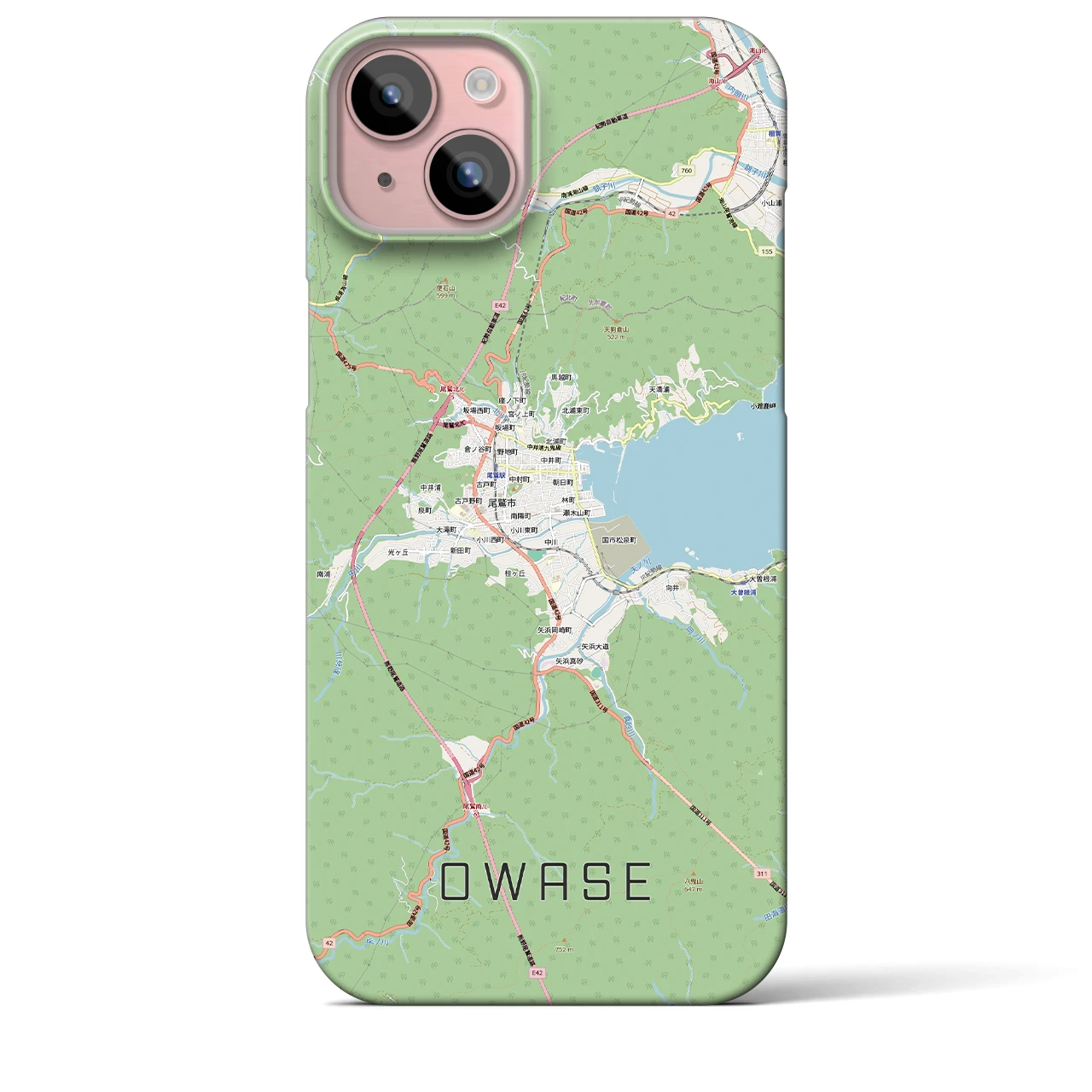 【尾鷲2(三重県)】地図柄iPhoneケース(バックカバータイプ)ナチュラル・iPhone 15 Plus 用
