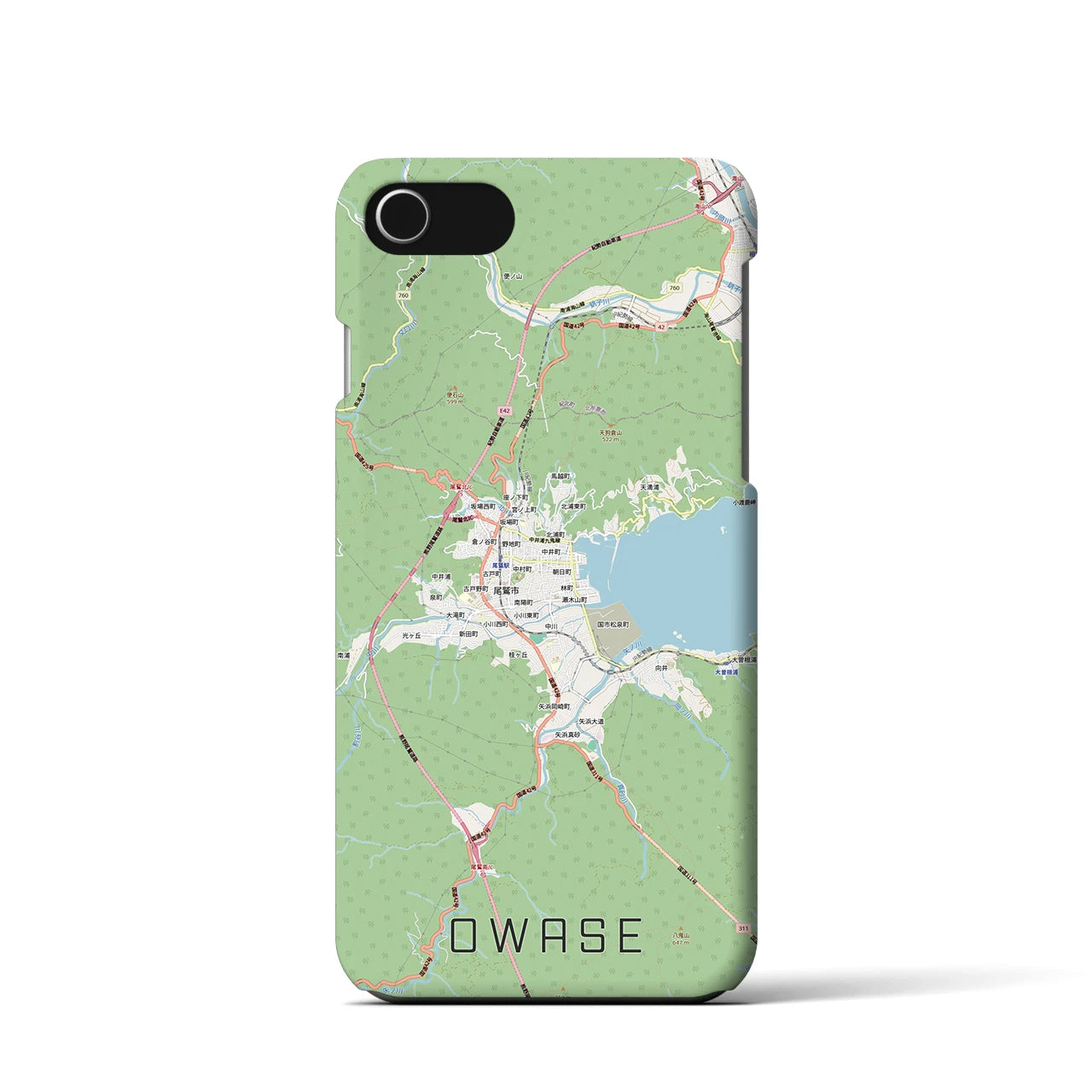 【尾鷲2(三重県)】地図柄iPhoneケース(バックカバータイプ)ナチュラル・iPhone SE(第3 / 第2世代) / 8 / 7 / 6s / 6 用