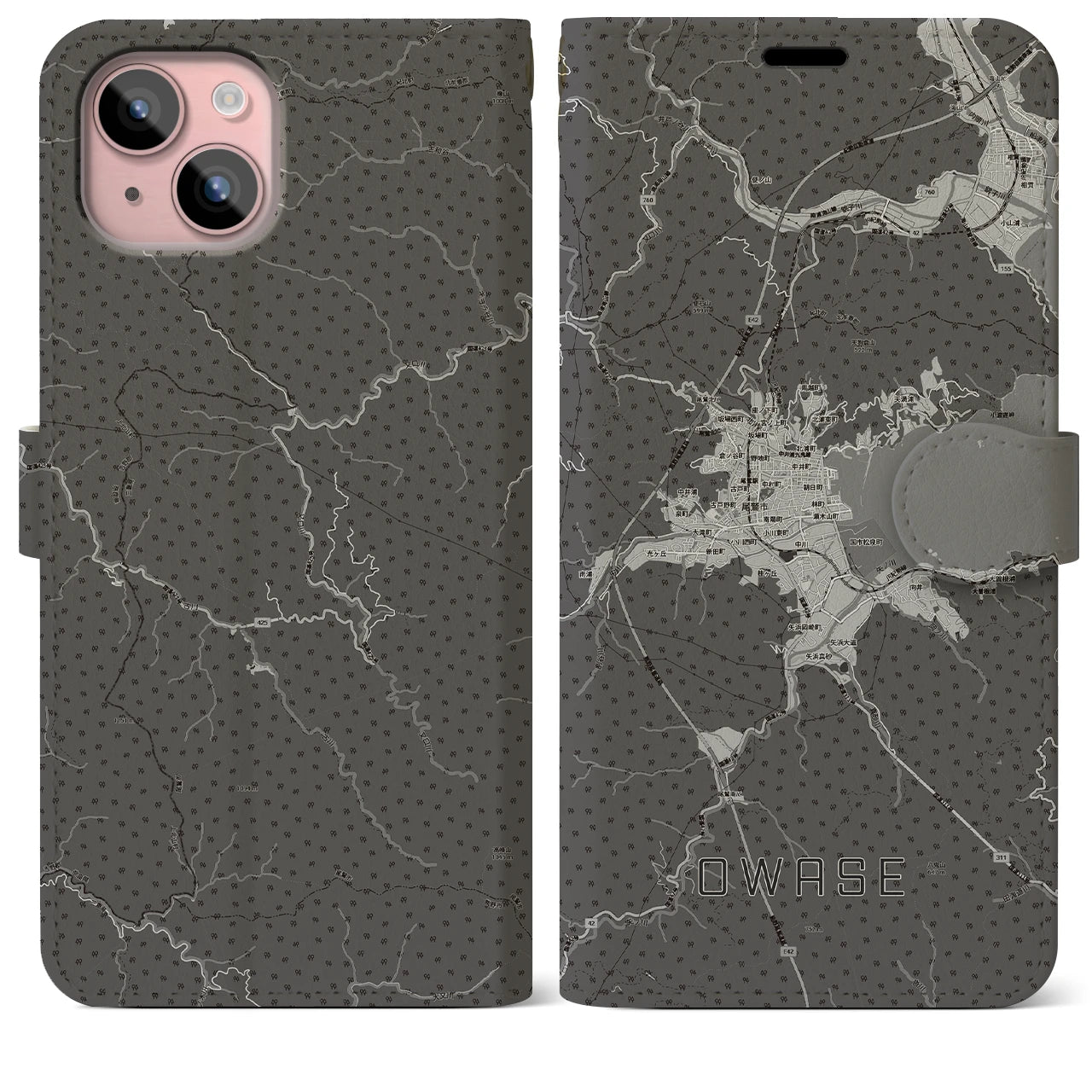 【尾鷲2(三重県)】地図柄iPhoneケース(手帳タイプ)