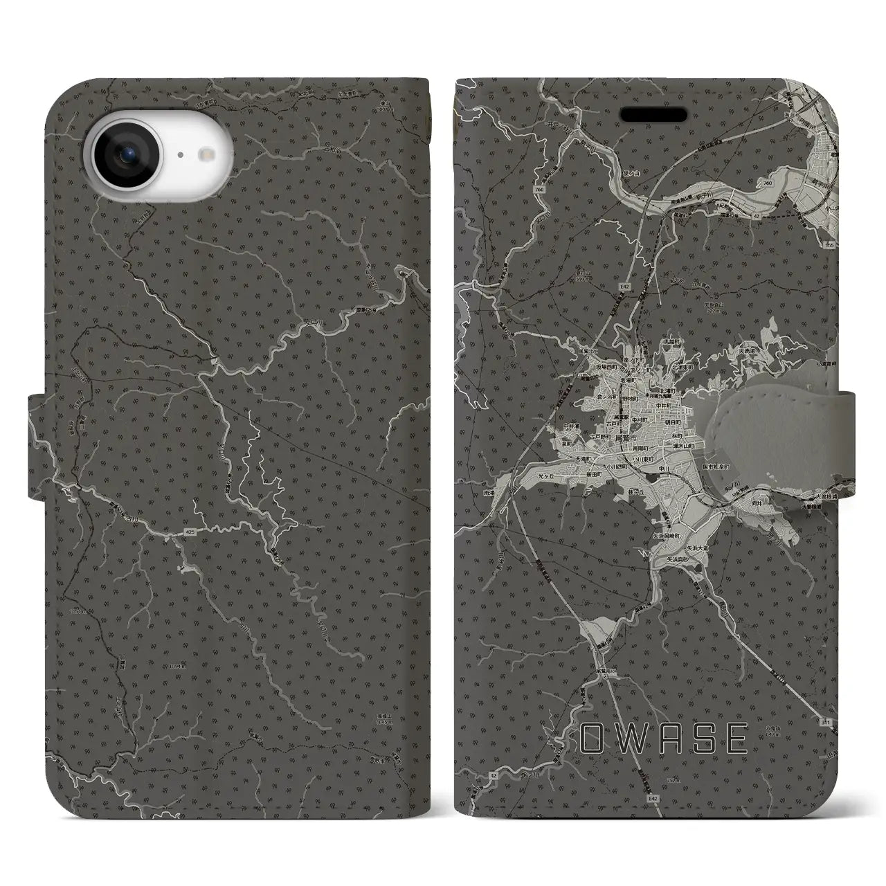 【尾鷲2(三重県)】地図柄iPhoneケース(手帳タイプ)