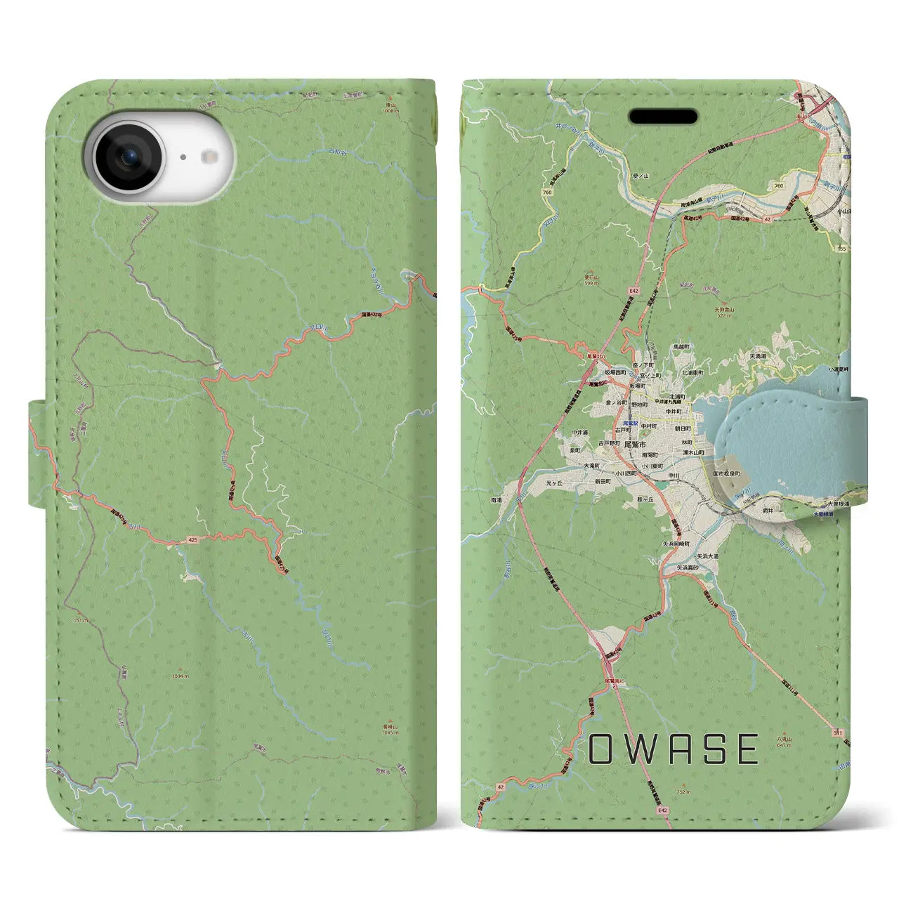 【尾鷲2(三重県)】地図柄iPhoneケース(手帳タイプ)