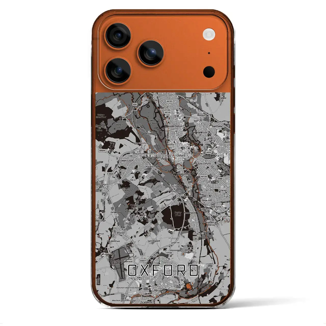 【オックスフォード(イギリス)】地図柄iPhoneケース(クリアタイプ)モノトーン・iPhone 17 Pro Max 用