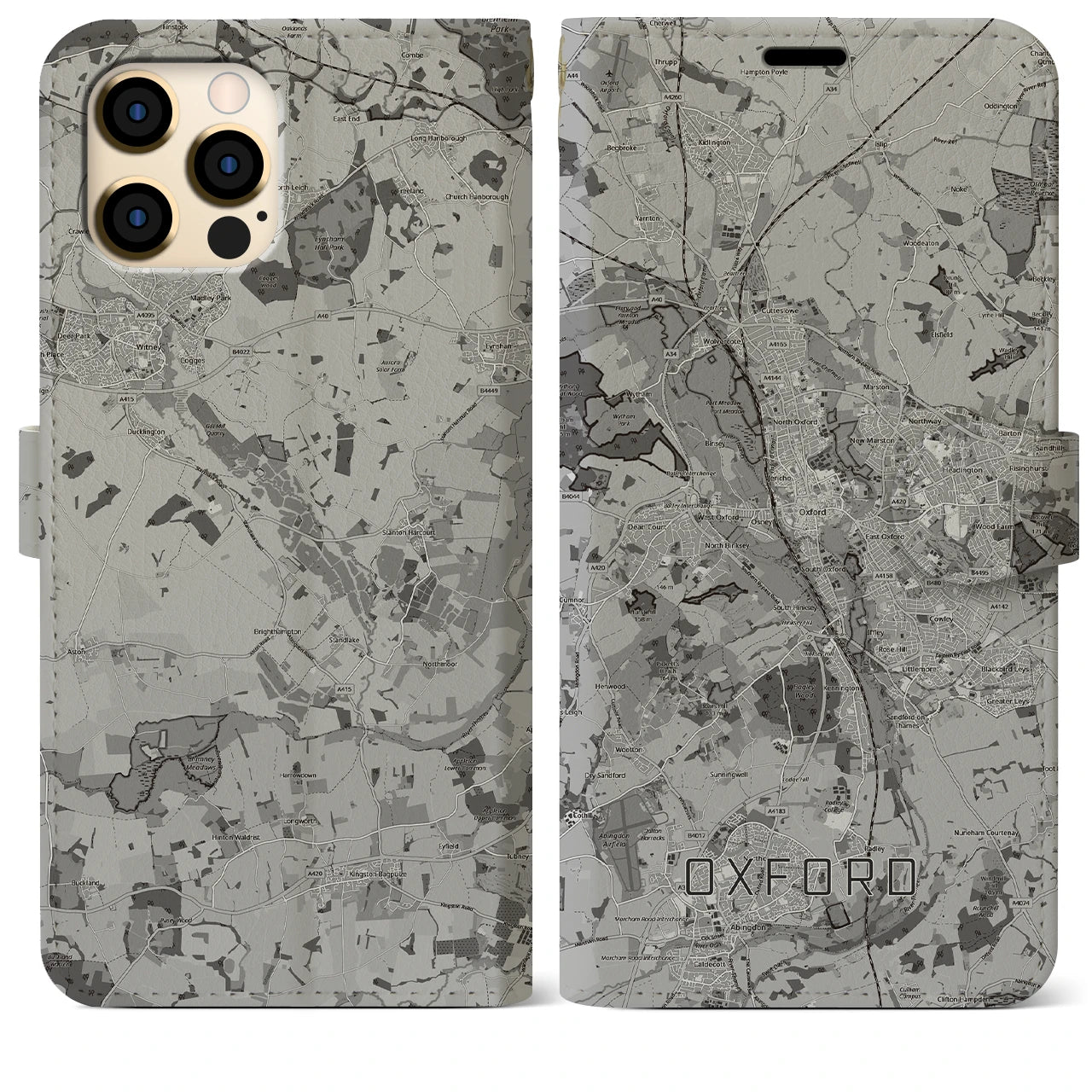 【オックスフォード(イギリス)】地図柄iPhoneケース(手帳タイプ)