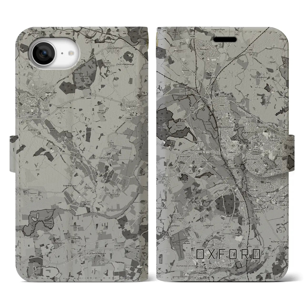 【オックスフォード(イギリス)】地図柄iPhoneケース(手帳タイプ)