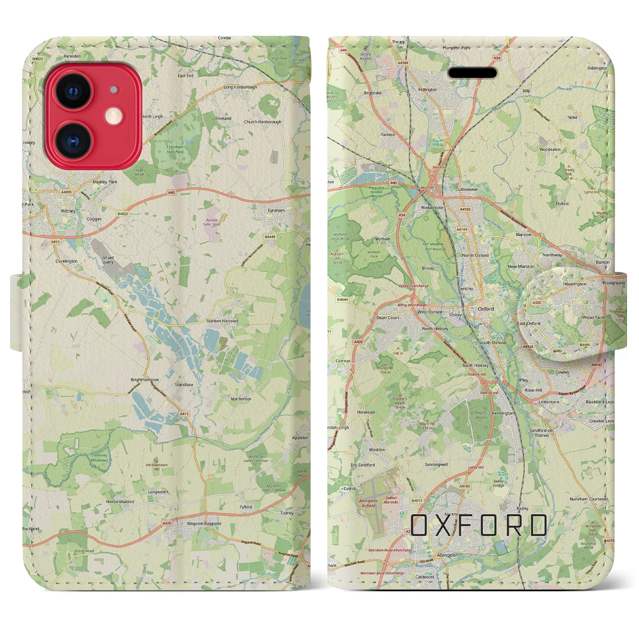 【オックスフォード(イギリス)】地図柄iPhoneケース(手帳タイプ)ナチュラル・iPhone 11 用