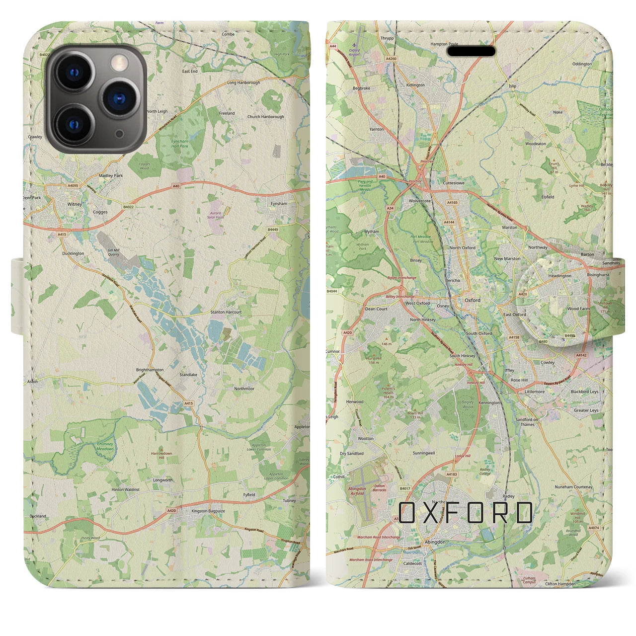 【オックスフォード(イギリス)】地図柄iPhoneケース(手帳タイプ)ナチュラル・iPhone 11 Pro Max 用