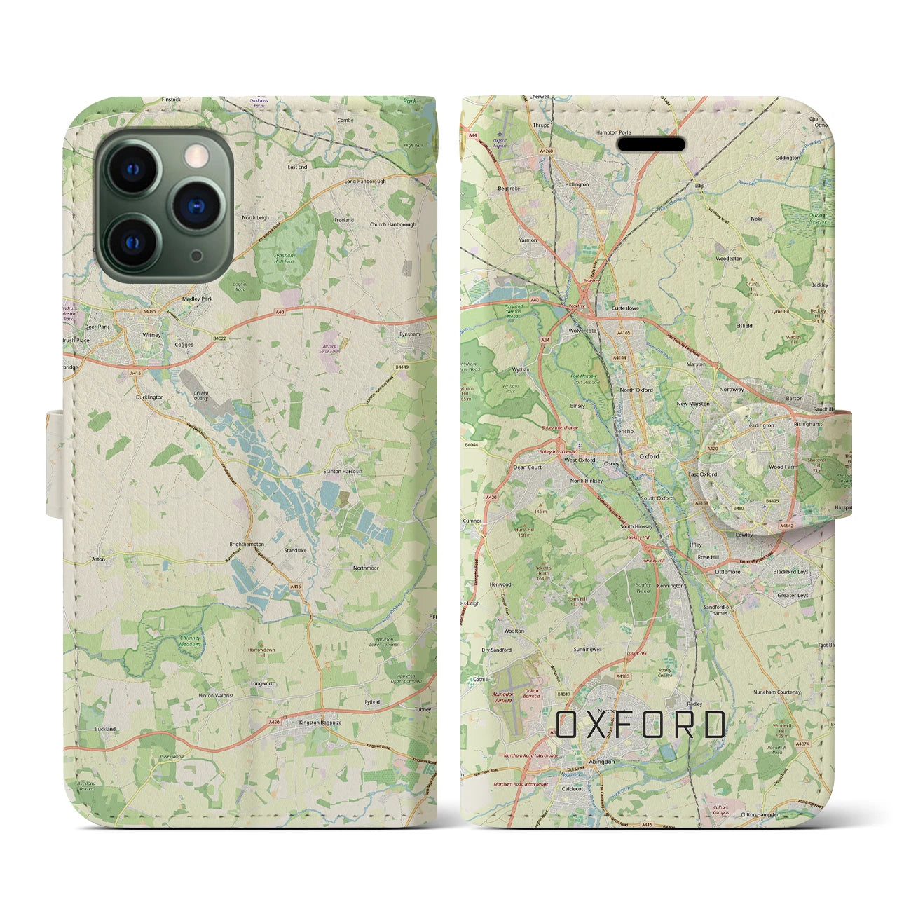 【オックスフォード(イギリス)】地図柄iPhoneケース(手帳タイプ)ナチュラル・iPhone 11 Pro 用