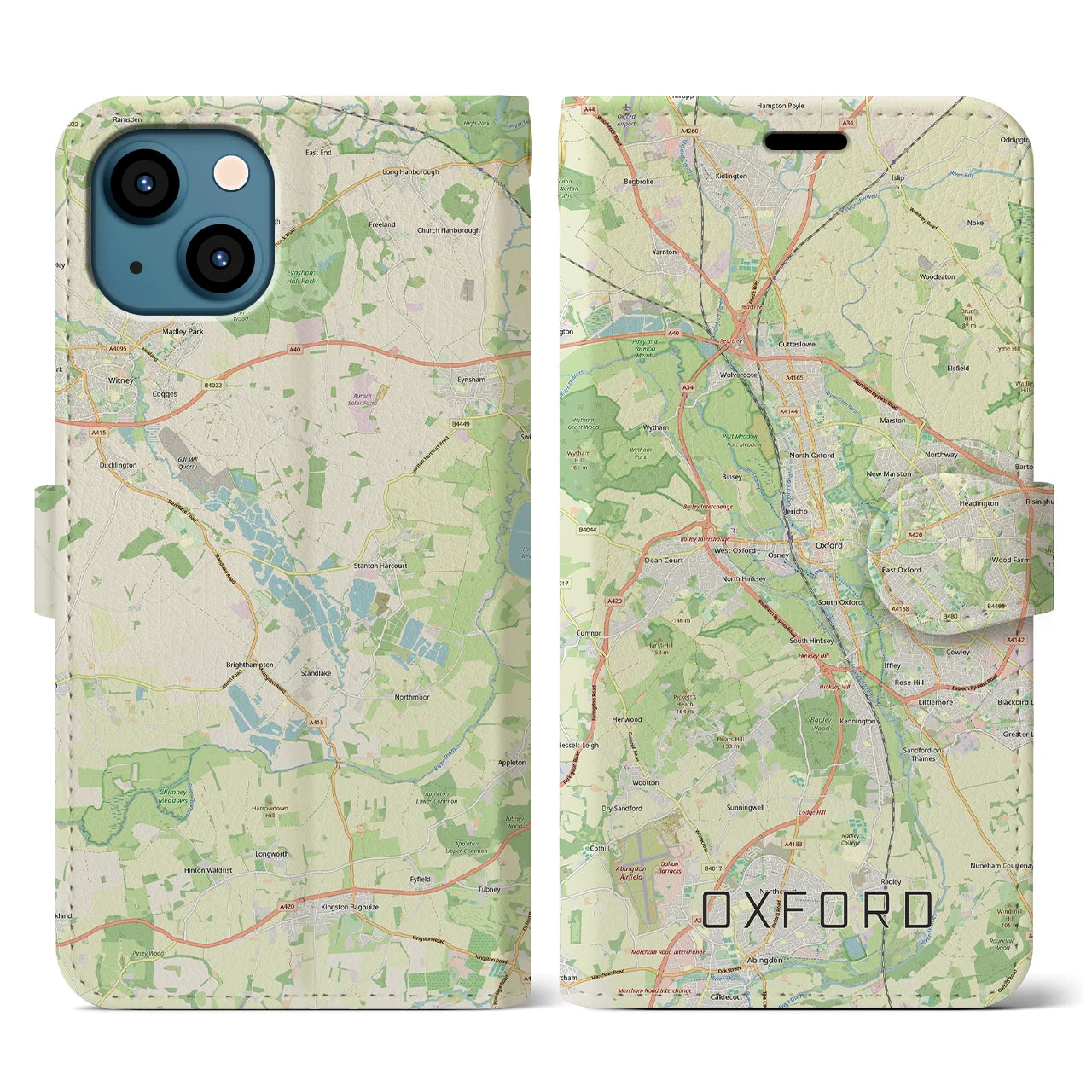 【オックスフォード(イギリス)】地図柄iPhoneケース(手帳タイプ)ナチュラル・iPhone 13 用