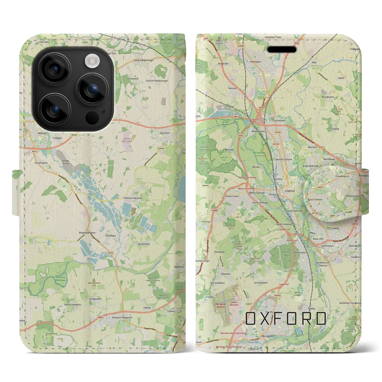 【オックスフォード(イギリス)】地図柄iPhoneケース(手帳タイプ)ナチュラル・iPhone 16 用