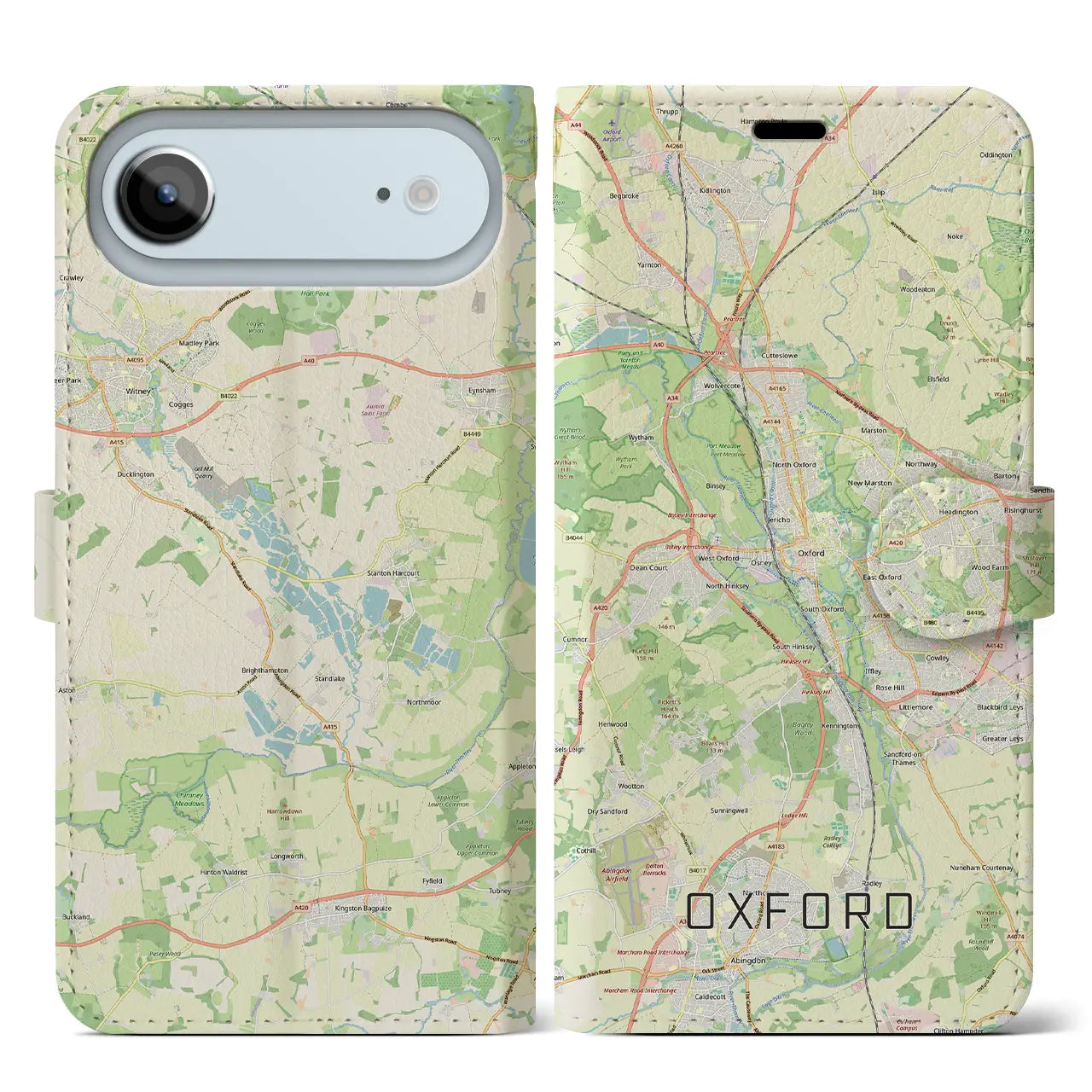 【オックスフォード(イギリス)】地図柄iPhoneケース(手帳タイプ)モノトーン・iPhone 17 Pro Max 用