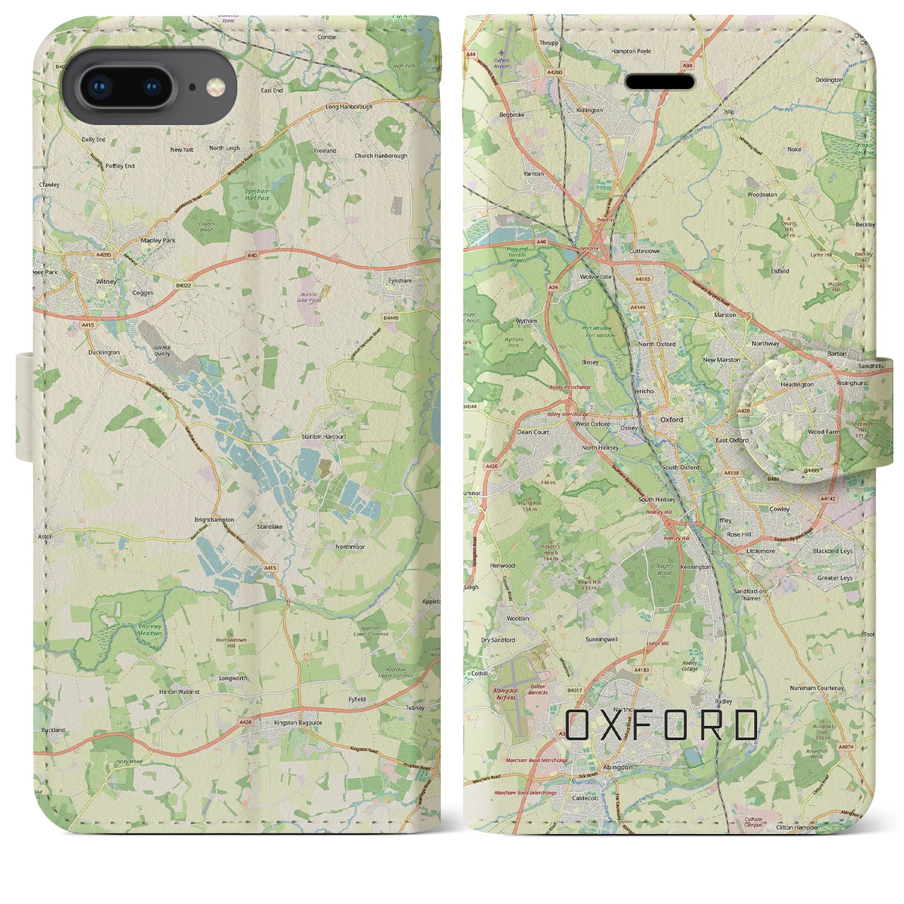 【オックスフォード(イギリス)】地図柄iPhoneケース(手帳タイプ)ナチュラル・iPhone 8Plus /7Plus / 6sPlus / 6Plus 用