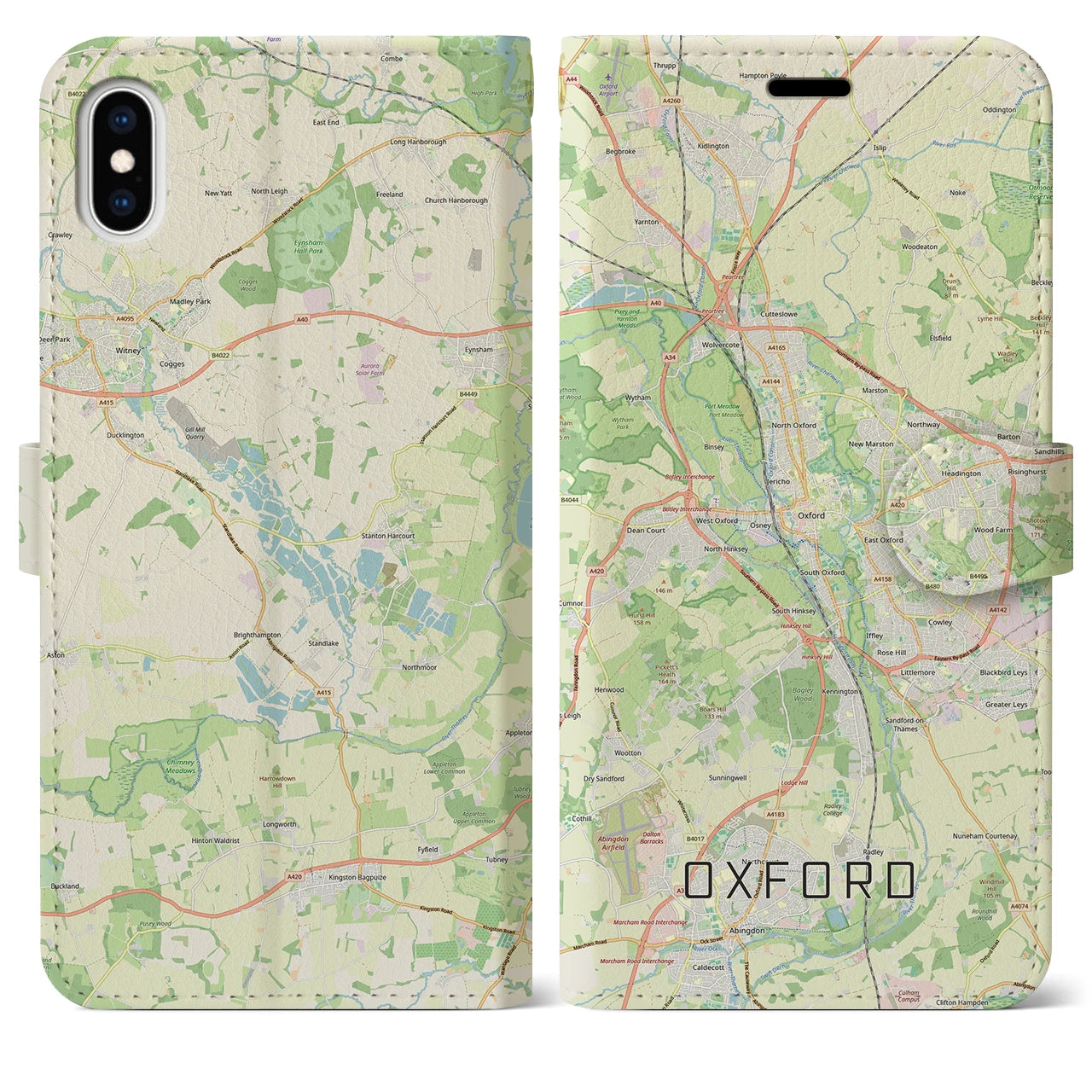 【オックスフォード(イギリス)】地図柄iPhoneケース(手帳タイプ)ナチュラル・iPhone XS Max 用
