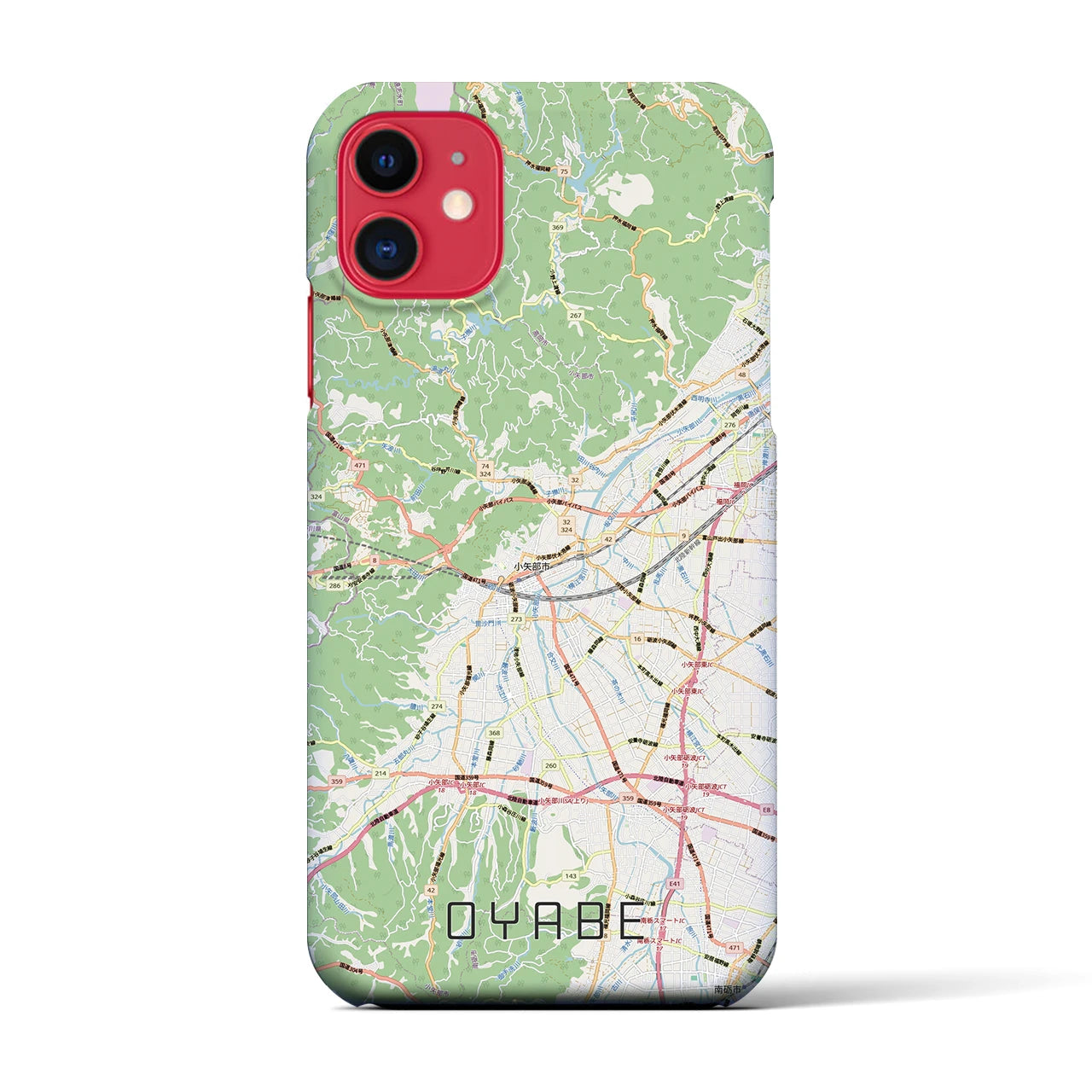 【小矢部(富山県)】地図柄iPhoneケース(バックカバータイプ)ナチュラル・iPhone 11 用