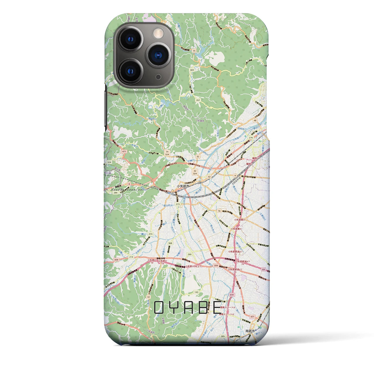 【小矢部(富山県)】地図柄iPhoneケース(バックカバータイプ)ナチュラル・iPhone 11 Pro Max 用