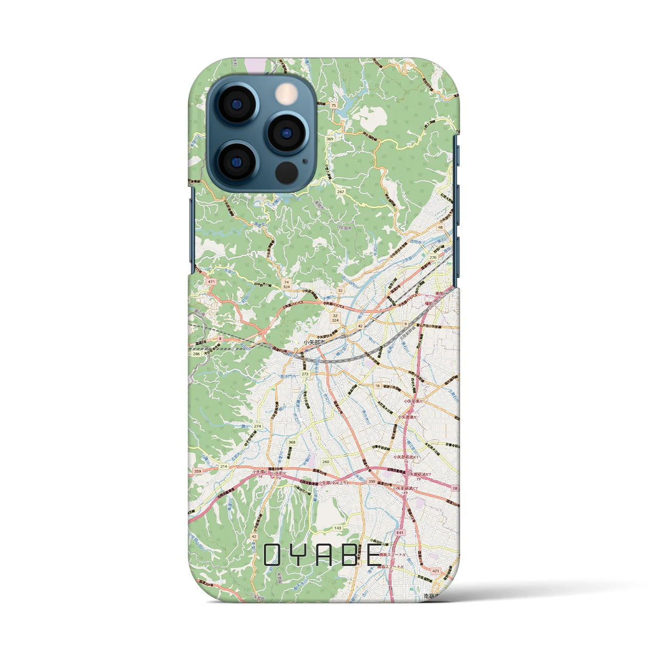 【小矢部(富山県)】地図柄iPhoneケース(バックカバータイプ)ナチュラル・iPhone 12 / 12 Pro 用