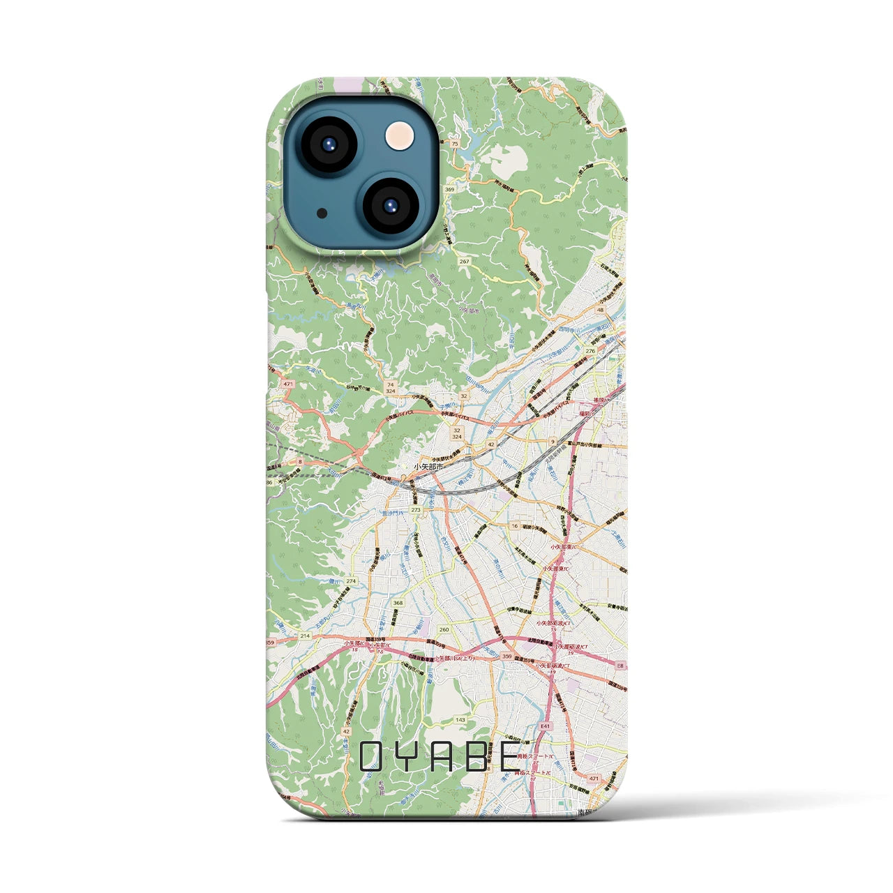 【小矢部(富山県)】地図柄iPhoneケース(バックカバータイプ)ナチュラル・iPhone 13 用