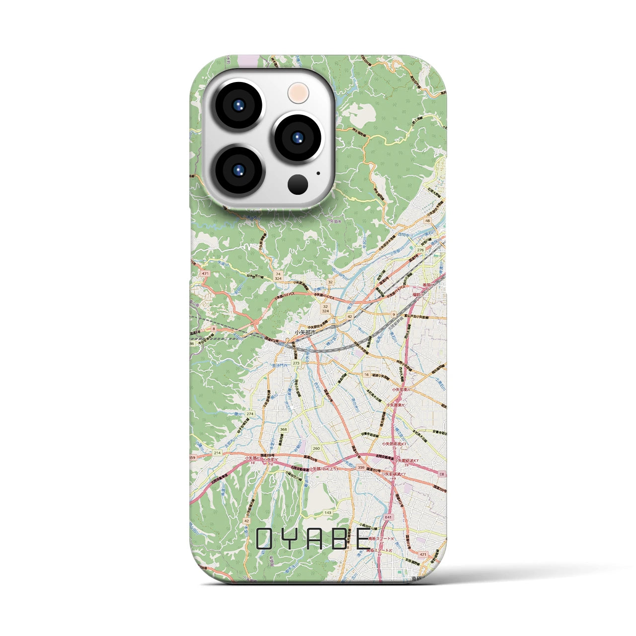 【小矢部(富山県)】地図柄iPhoneケース(バックカバータイプ)ナチュラル・iPhone 13 Pro 用
