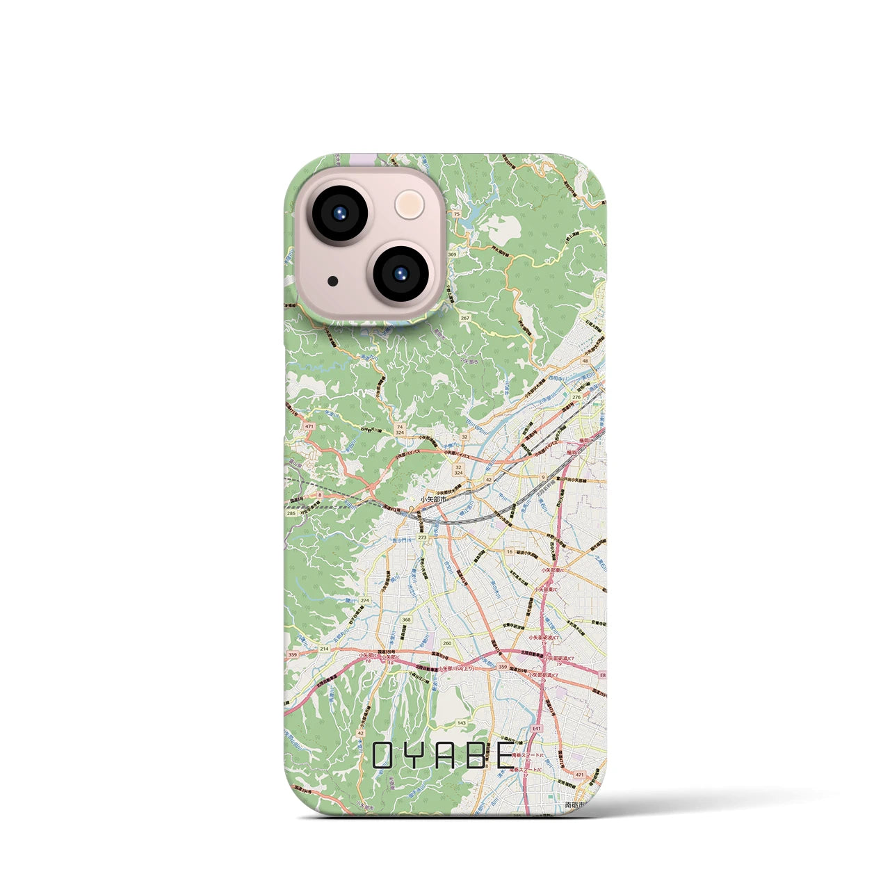 【小矢部(富山県)】地図柄iPhoneケース(バックカバータイプ)ナチュラル・iPhone 13 mini 用
