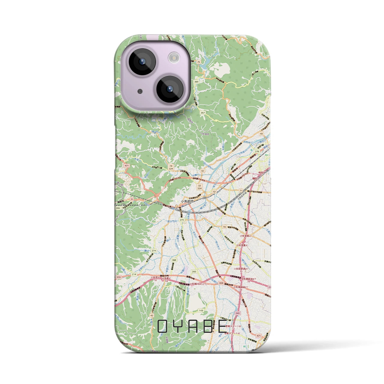 【小矢部(富山県)】地図柄iPhoneケース(バックカバータイプ)ナチュラル・iPhone 14 用