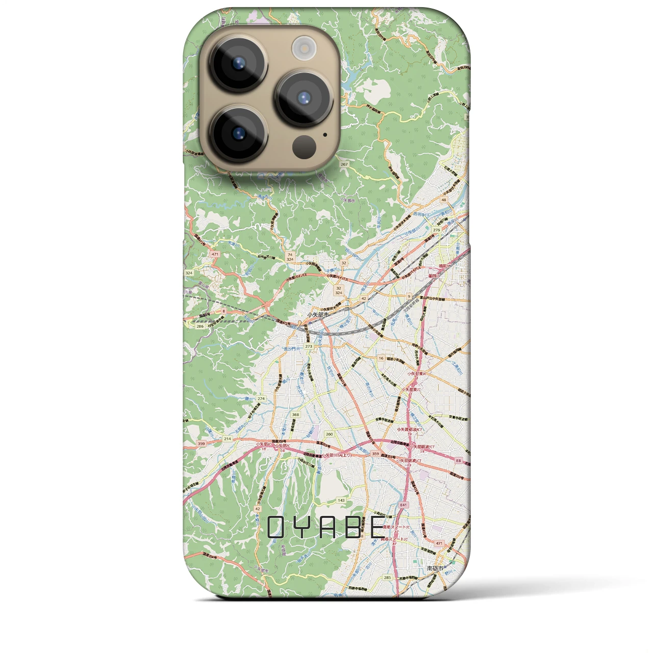 【小矢部(富山県)】地図柄iPhoneケース(バックカバータイプ)ナチュラル・iPhone 14 Pro Max 用